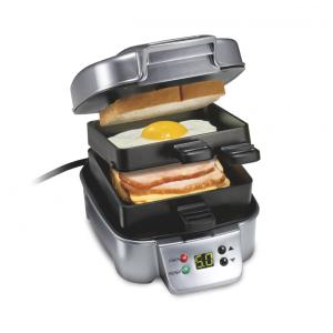 Hamilton Beach Sanduicheira Stacker Personalizável Prata 120V 155 cm² Placa Pivotante