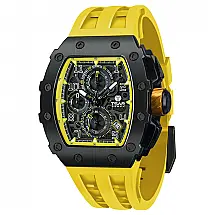 Relógio Masculino Analógico Quartzo a Prova dÁgua 50M com Cronógrafo, TSAR BOMBA TB 8204SGLZHX, Amarelo e Preto