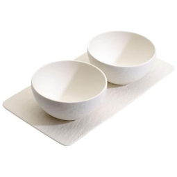 Conjunto de Tigelas e Bandeja de Servir com Estilo Moderno, Material de Cerâmica, Formato Redondo e 3 Peças, Villeroy Boch, Branco