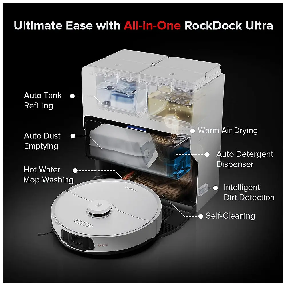 Robô Aspirador e Esfregão Roborock S8 Max Ultra, Base Tudo-em-Um, Navegação LiDAR PreciSense, Detecção de Sujeira, Autovazamento — foto 2