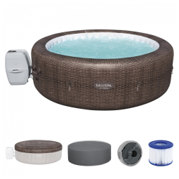 Spa Inflável Hidromassagem para 5 a 7 Pessoas com 180 Jatos e Capa de conomia de Energia, Bestway, Marrom