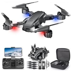 Drone Quadcopter com Câmera 1080P HD Controle por Voz e App, 2 Baterias, MAETOT, Cinza
