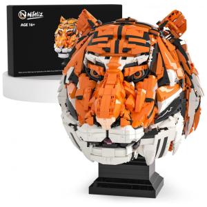 Kit de Construção Estatua Cabeça Tigre Vívido com 2796 Peças, Nifeliz, Laranja