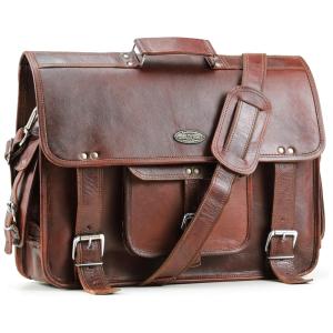 Bolsa Maleta de Couro Masculina para Laptop, HANDMADE WORLD, Marrom
