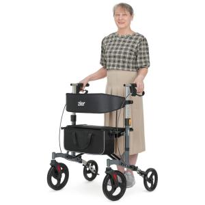 Andador para Idosos e Adultos com Assento e Encosto, até 200 Quilos, Zler, Cinza