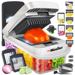 Pro Series Picador de Legumes e Vegetais com 8 Lâminas, MUELLER AUSTRIA MC 710, Cinza escuro