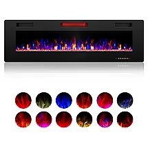 Lareira Elétrica ZAFRO 107x46cm 1500W 12 Cores LED Ultra Fino Embutir 110V