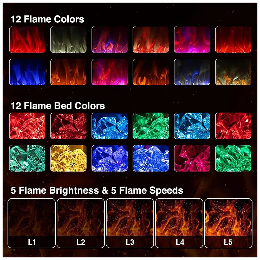 Lareira Elétrica ZAFRO 107x46cm 1500W 12 Cores LED Ultra Fino Embutir 110V — foto 2