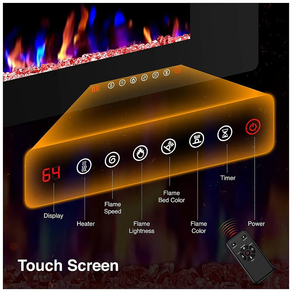 Lareira Elétrica ZAFRO 107x46cm 1500W 12 Cores LED Ultra Fino Embutir 110V — foto 3