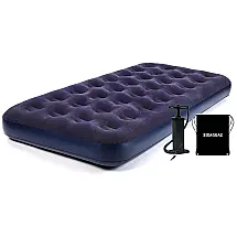 Colchão Inflável Solteiro Queen com Bomba Manual, Para até 136KG, SIXAQUAE, Azul
