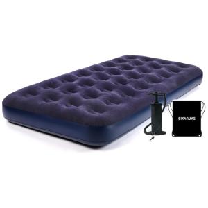 Colchão Inflável Solteiro Queen com Bomba Manual, Para até 136KG, SIXAQUAE, Azul