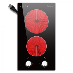 Cooktop Elétrico Karinear 2 Bocas 30cm: Controle de Botão, Cerâmica Embutida, 9 Níveis de Aquecimento, Alerta de Calor, Segurança.