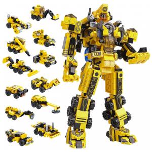 Kit de robô e caminhões de construção 25 em 1 Sciencow amarelo 573 peças
