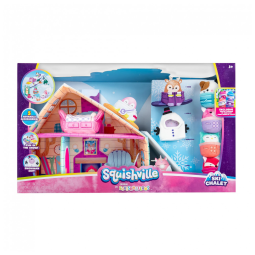 Kit 4 Pelúcias Squishmallows de 5 cm com Playcenter e Pista de Esqui para Crianças, Squishville SQM0509, Colorido