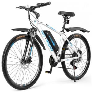 Bicicleta Elétrica para Adultos 21 Velocidades até 64km com Display de LED, 36V 350W, HITTROAD, Branca