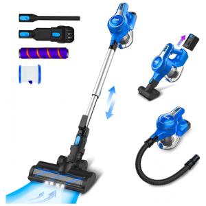 Aspirador de Pó Multifuncional INSE S6T sem Fio com Acessórios, Painel LED e Sucção Potente 25000PA, 110V 300W, Azul