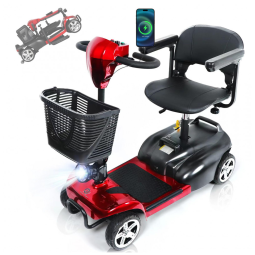 Cadeira de Rodas Elétrica Dobrável para Adultos, com 120 kg de Capacidade, 22,5 km de Autonomia, 8 km/h, Bateria de Longa Duração