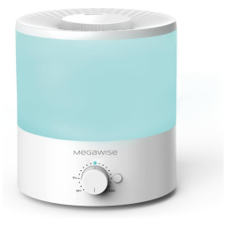 Umidificador 1,9L com Difusor de Óleo, Saída de Névoa Ajustável, Fácil de Limpar e Autonomia da Bateria até 10H, 110V 15W, MEGAWISE, Branco