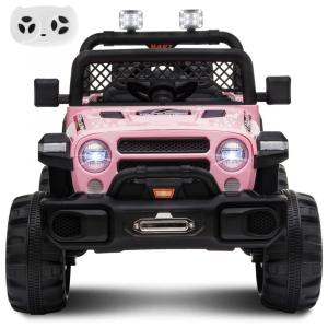 Carro Elétrico Infantil a Bateria 12V 2 Assentos com 3 Velocidades e Luzes LED, ALINUX, Rosa