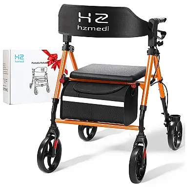 Andador Rollator Laranja com Assento