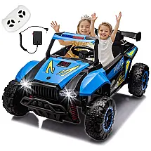 Carro Elétrico Infantil, Jeep com Controle Remoto, 2 Lugares, Suspensão de Mola, Música e Luzes LED, 24V, BCARORUR, Azul