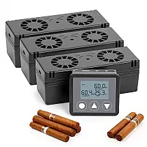 Humidificador Elétrico Ronfnea para Charutos com Sensores Duplos, Display LCD e Conexão Múltipla 120V