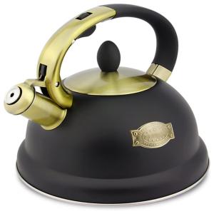 Chaleira de Chá TIMOZERO 3 Litros em Aço Inoxidável com Apito e Alça Ergonómica, Preta