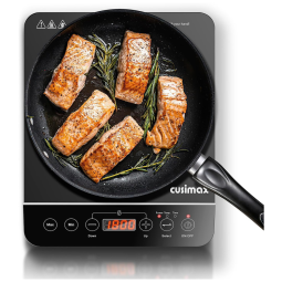 Cooktop Elétrico Portátil de Indução com Queimador Único, 10 Temperaturas, 9 Ajustes de Potência e Temporizador, 110V 1800W, Cusimax