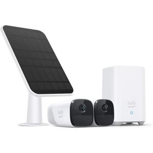 Kit 2 Câmeras de Segurança 2K com Painel Solar 2W, EUFY SECURITY, Branco