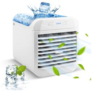 Climatizador de ar Portátil 4 em 1 com 3 Velocidades e 7 Luzes LED, USB 5V, VVEAHAI, Branco