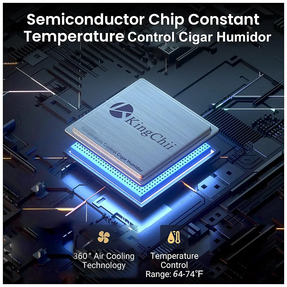 Umidor Elétrico KingChii 48L com Controle de Temperatura e Capacidade para 350 Charutos - Presente de Dia dos Pais — foto 2
