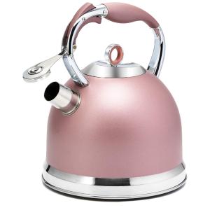 Chaleira de Chá 3L, com Apito, Aço Inoxidável, HIHUOS, Rosa