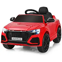 Carro Elétrico Infantil Audi Q8 a Bateria 12V e 1Assento com 3 Velocidades e Luzes LED, COSTZON, Vermelho
