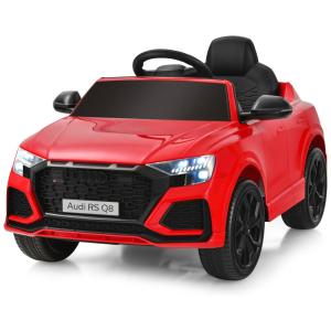 Carro Elétrico Infantil Audi Q8 a Bateria 12V e 1Assento com 3 Velocidades e Luzes LED, COSTZON, Vermelho