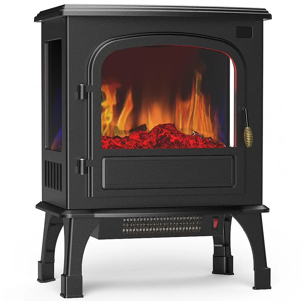 Lareira Elétrica Sweetcrispy FP203R-T3-P de Piso 51 cm Efeito Chama 3D 1500 W Timer 12h e Remoto