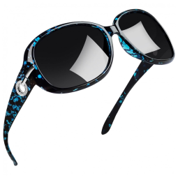 Óculos de Sol Feminino com Proteção UV, Joopin A10, Azul Âmbar e Preto