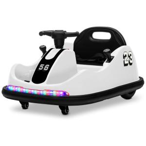 Carro Elétrico Infatil Bate Bate com Luzes LED, Controle Remoto, Rotação de 360º e 2 Modos de Condução Volante ou Joystick, 12V, Kidzone