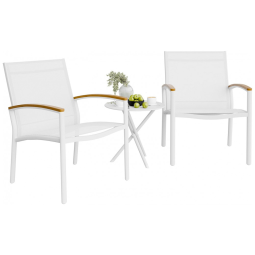 Conjunto de Bistrô de 3 Peças Shintenchi, Móveis de Pátio Pequenos com Cadeiras de Balanço de Tecido Textilene para Varanda