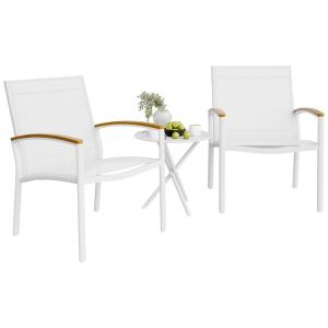 Conjunto de Bistrô de 3 Peças Shintenchi, Móveis de Pátio Pequenos com Cadeiras de Balanço de Tecido Textilene para Varanda