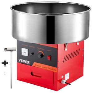 Máquina de Algodão Doce Elétrica com Tigela em Aço Inoxidável, 1030W, 110v, VBENLEM Cotton Candy Machine, Vermelho