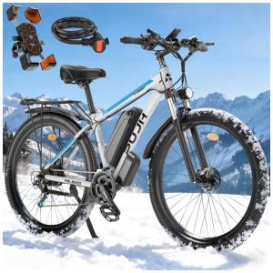 Bicicleta Elétrica PUJH para Adultos, Motor de 1500W, 48V 17.5Ah 840Wh, 29' Ebike Rápida, 32 mph 3080 Milhas, Suspensão Dianteira Freio