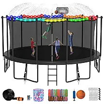 Cama Elastica Infantil com Diâmetro, Cesta de Basquete e Rede de Proteção para até 680 kg, DEEPROAR, Preto