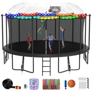 Cama Elastica Infantil com Diâmetro, Cesta de Basquete e Rede de Proteção para até 680 kg, DEEPROAR, Preto