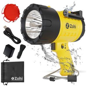 Lanterna 1500LM com USB, 3 Modos de Luz, á Prova D, 18W, Amarela, ZOHI ZML102, Amarelo
