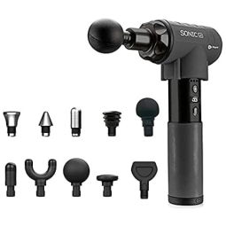 Sonic LX Massageador Pistola Elétrico Profissional Sem Fio 10 Acessórios e 9 Velocidades, Vermelha