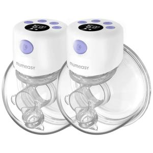 Bomba Tira Leite Dupla Portátil com Painel Digital 2 Modos, 9 Níveis de Sucção e, Roxo, MUMEASY, Violeta