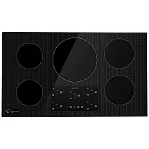 Cooktop Elétrico de Indução 36" 91cm para Embutir, com 5 Queimadores em Vidro Cerâmico, 220V 3700W, Empava ‎IDC36-240V, Preto