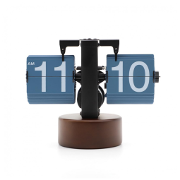 Relógio Retro Flip com Base de Madeira de Nogueira Operado por Bateria, Itigoitie, Marrom