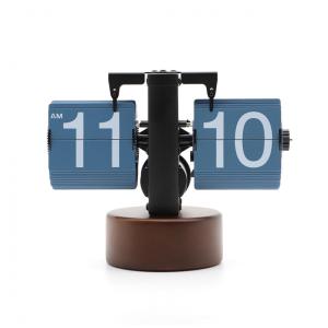 Relógio Retro Flip com Base de Madeira de Nogueira Operado por Bateria, Itigoitie, Marrom