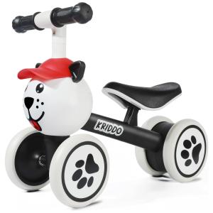 Bicicleta sem Pedal Infantil X Cachorro com 4 Rodas para Crianças de 1 a 4 Anos, e, KRIDDO, Preto